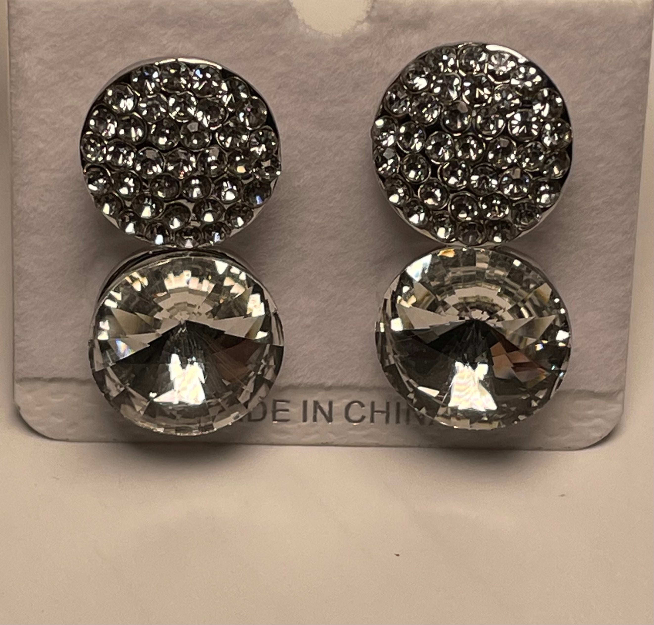 Simple Two tier Silver Bridal Earrings