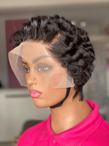 Frontal Pixie cut human hair wig